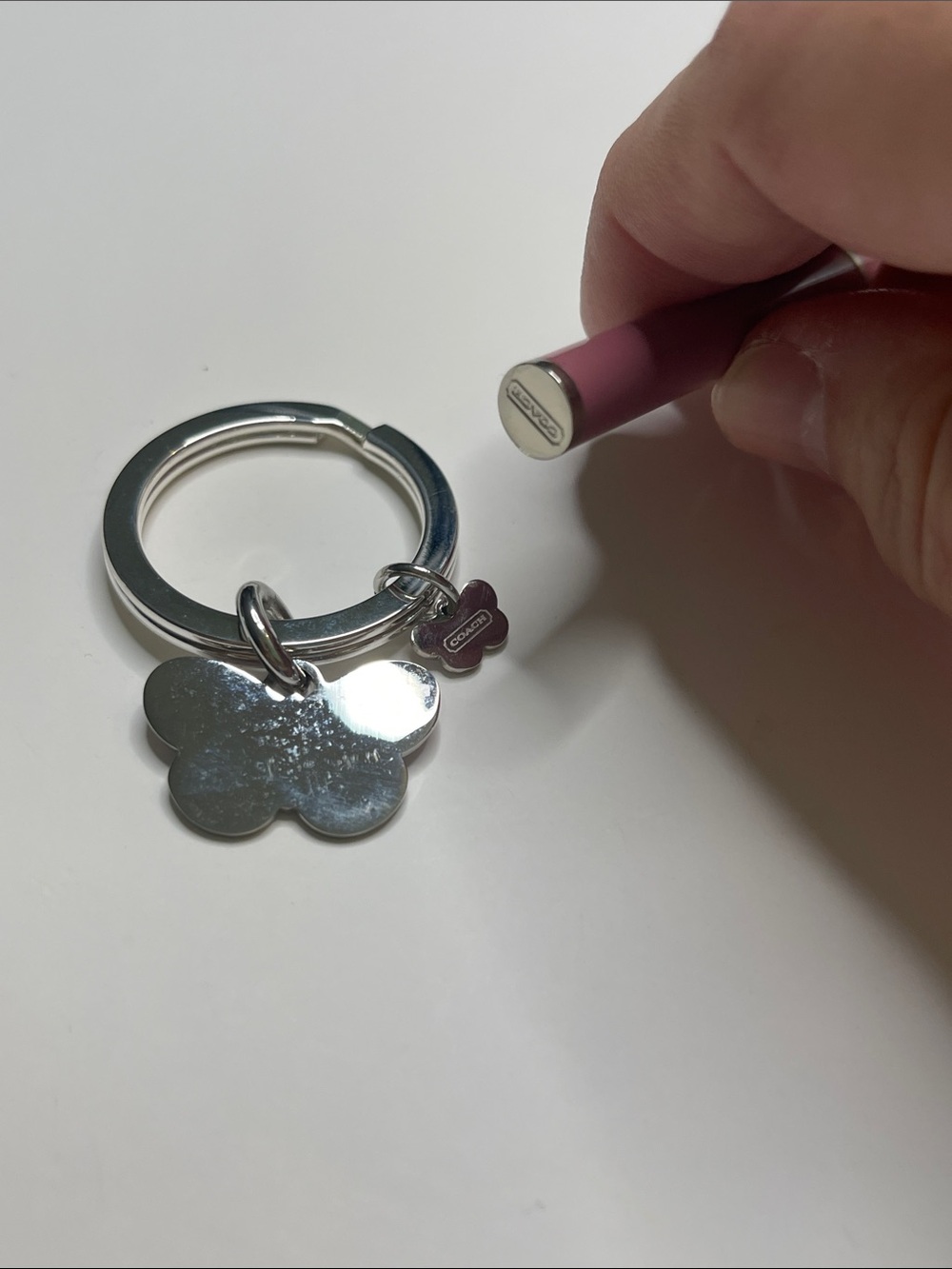 Coach Pink Butterfly Keychain and Coach Pen Set - Picture 4 of 7